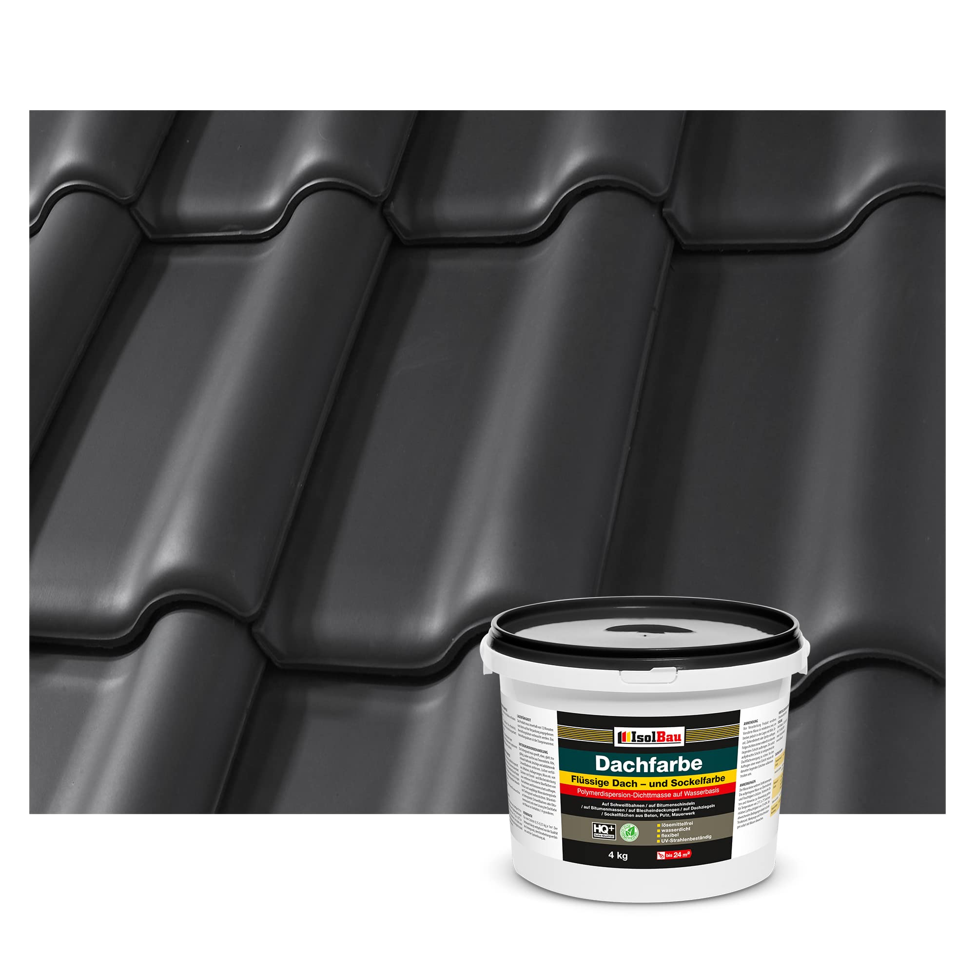 Isolbau Peinture pour toit - 4 kg - Couleur RAL - Peinture de façade Nano - Résistante aux intempéries - Sans solvants, imperméable, résistante aux UV - Noir