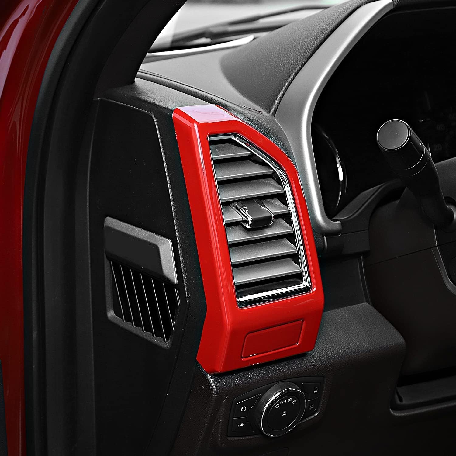 Voodonala Dashboard Side Air Vent Panel Cover Antiscratches Panel Cover for Ford F150 2015-2020 (Red,2Pcs/Set)