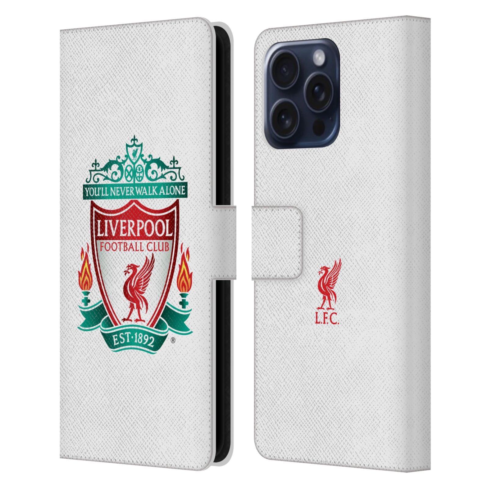 Head Case Designs Officially Licensed Liverpool Football Club White 1 Crest 1 Leather Wallet Case Compatible With Apple iPhone 16 Pro Max โ image 1