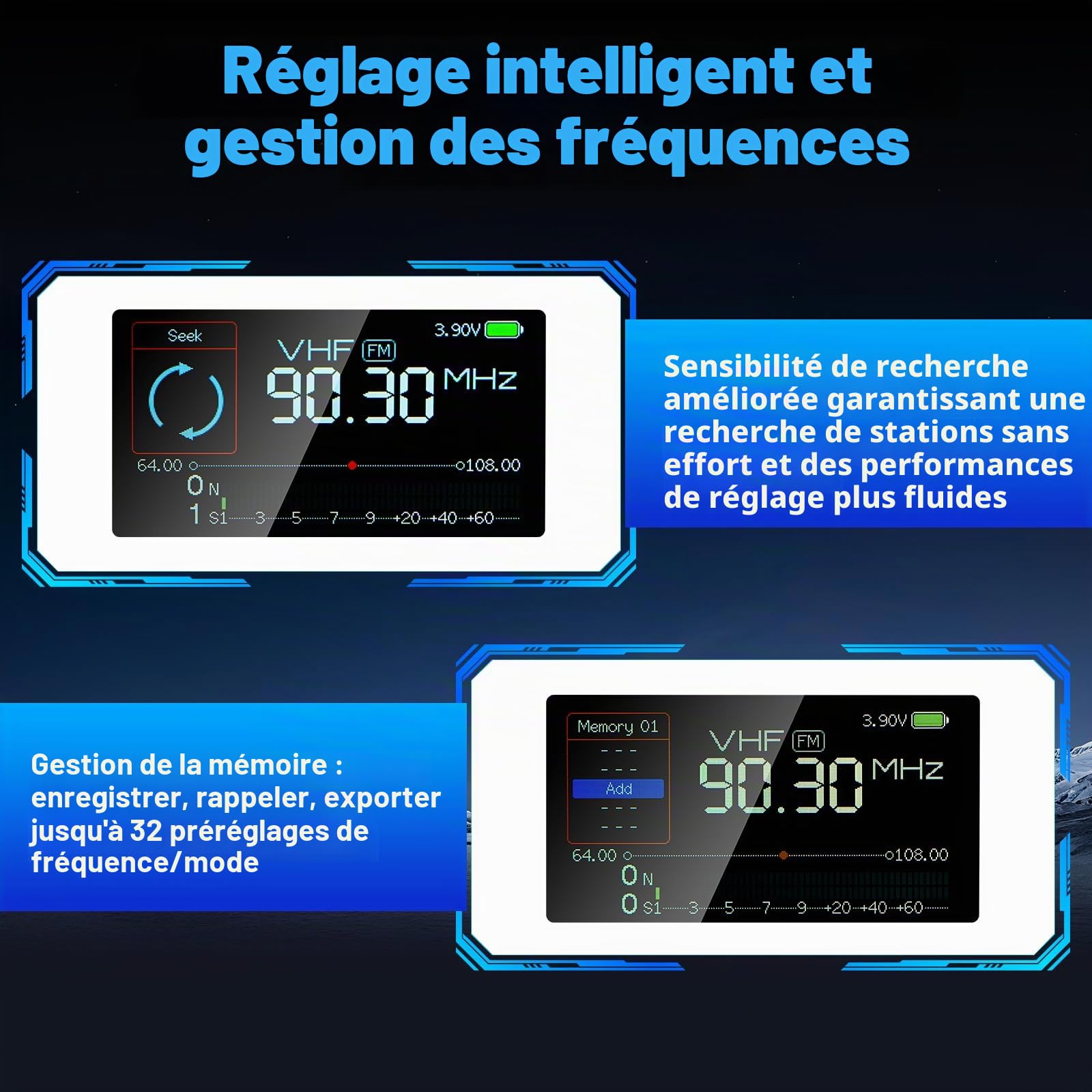 AURSINC Si4732 Mini récepteur radio V3 de poche à ondes courtes, radio HF SW MW VHF toutes bandes, mode AM/FM/LSB/USB, avec batterie de 800 mAh pour aventures en plein air, voyage, utilisation
