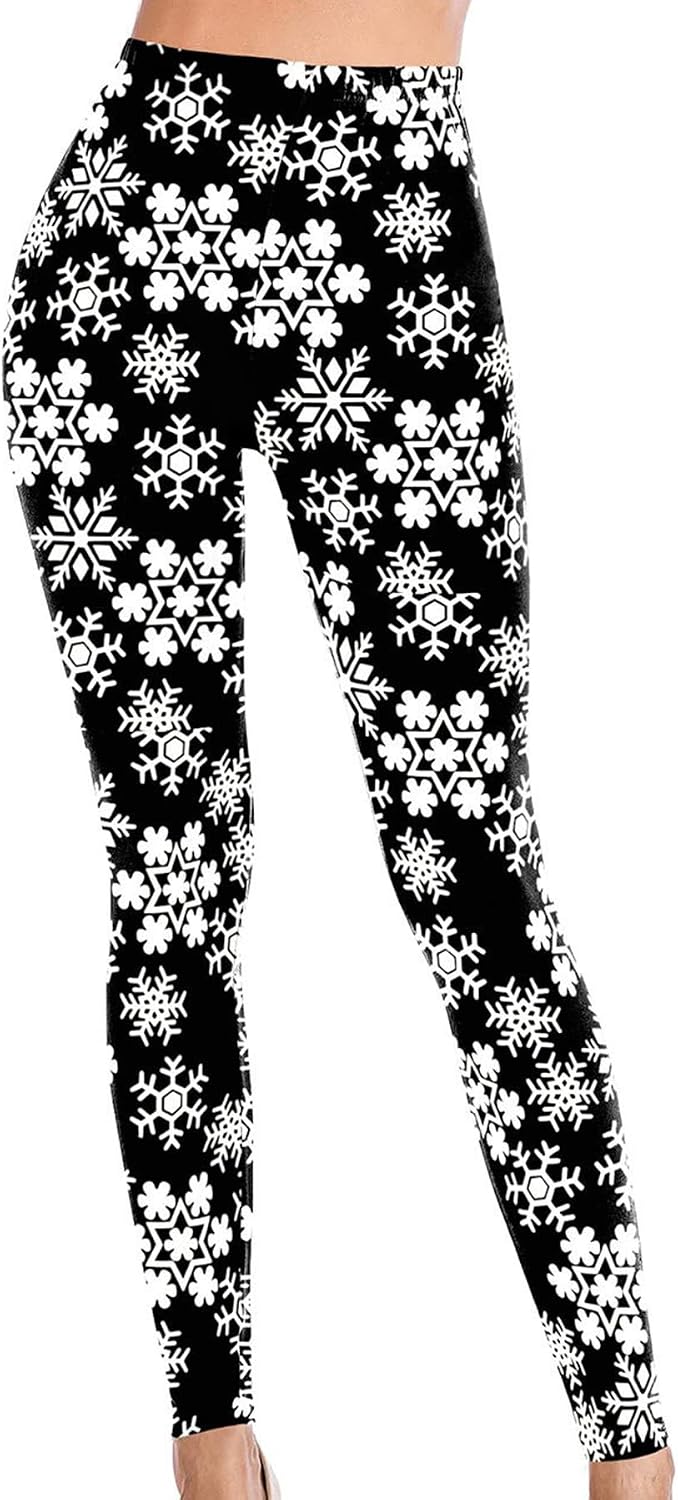 Christmas Leggings for Women High Waisted Tummy Control Printed Soft Stretchy Workout Yoga Pants Gifts S-3XL