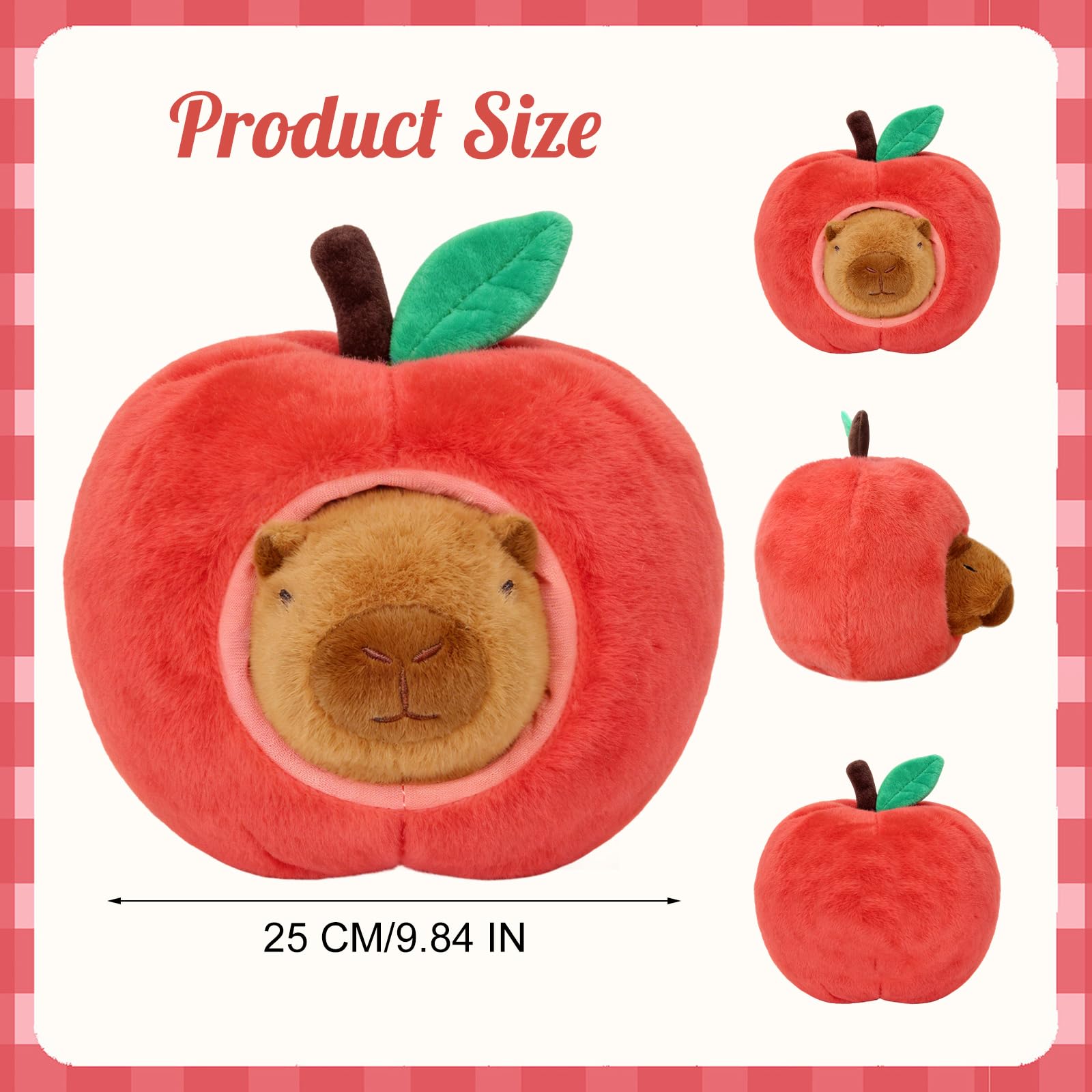 Capybara knuffel z dzieckiem, 2-w-1, pluszowy kapybara, miś, poduszka, 25 cm, jabłko, pluszowe zwierzątko, kapibara, miś, Kawaii zabawka, kapybara, prezenty dla dziewczynek i chłopców