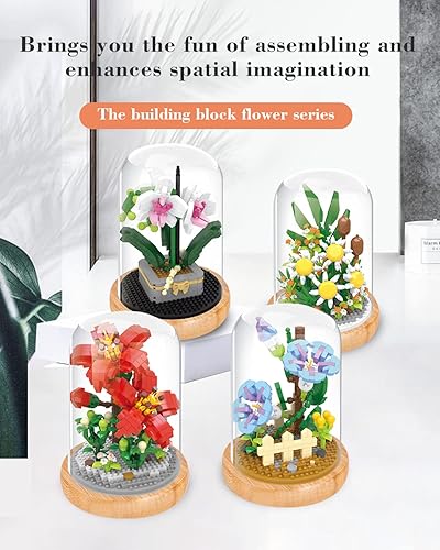 Miniatura 5 de Mini bloques de construcción de flores, juguetes de construcción de micro bloques de construcción para adolescentes y adultos, regalo de cumpleaños,