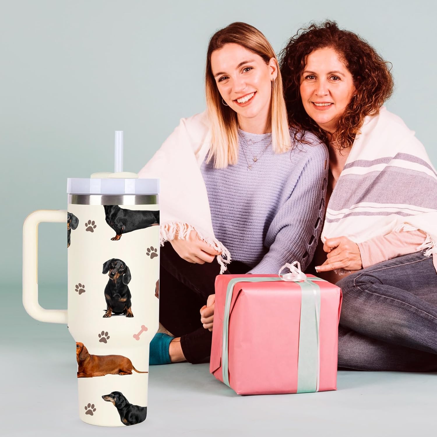 momocici Dachshund Tumblers.40oz Dog Tumbler with Handle Gifts for Women.40 oz Dog Lover Cup Gift.Birthday Christmas Dog Cups Tumbler Gifts for Dachshund Lover. - Image 3