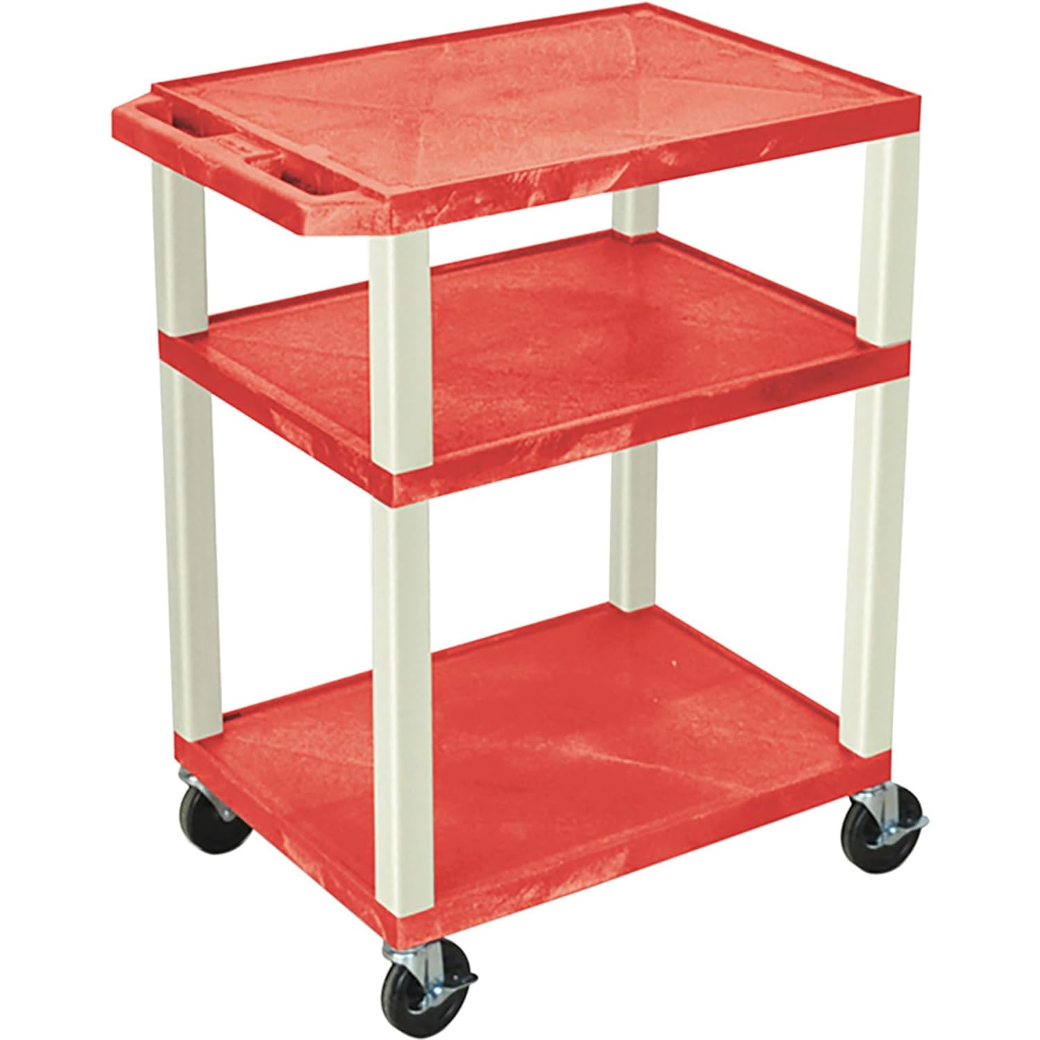 FSE 373-WT34R 34"H AV Cart - Three Shelves - Putty Legs