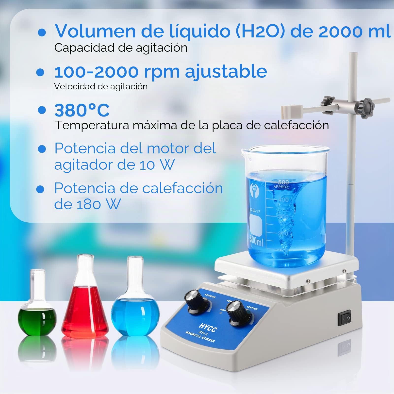 HYCC SH-2 Agitador Magnético con Placa Calefactora