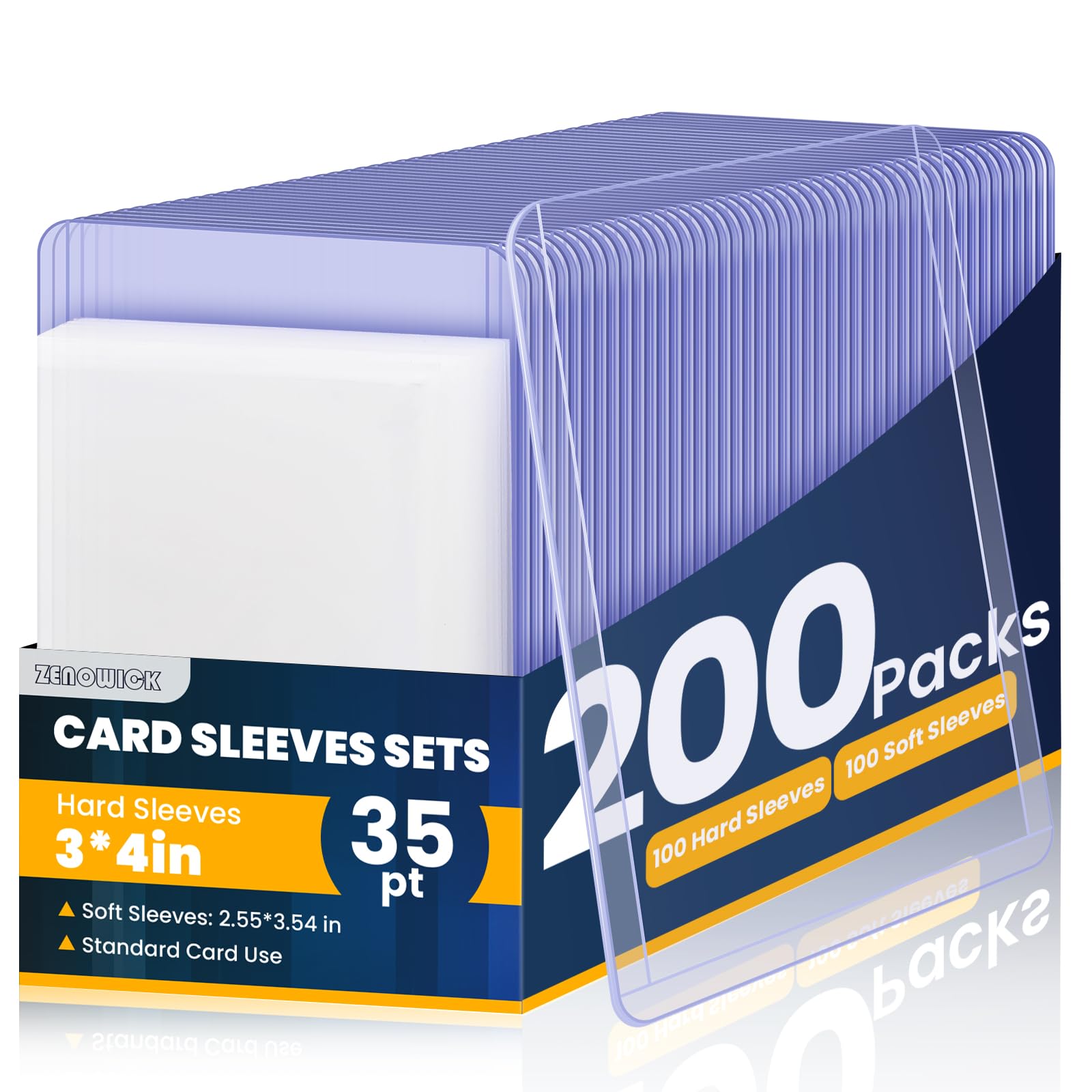 200 Packs Card Sleeves Top Loads for Cards,3" x 4" Baseball Card Protectors,Trading Card Sleeves Hard Plastic Fit for Baseball, Football Cards (100 Hard Sleeve + 100 Soft Sleeve)