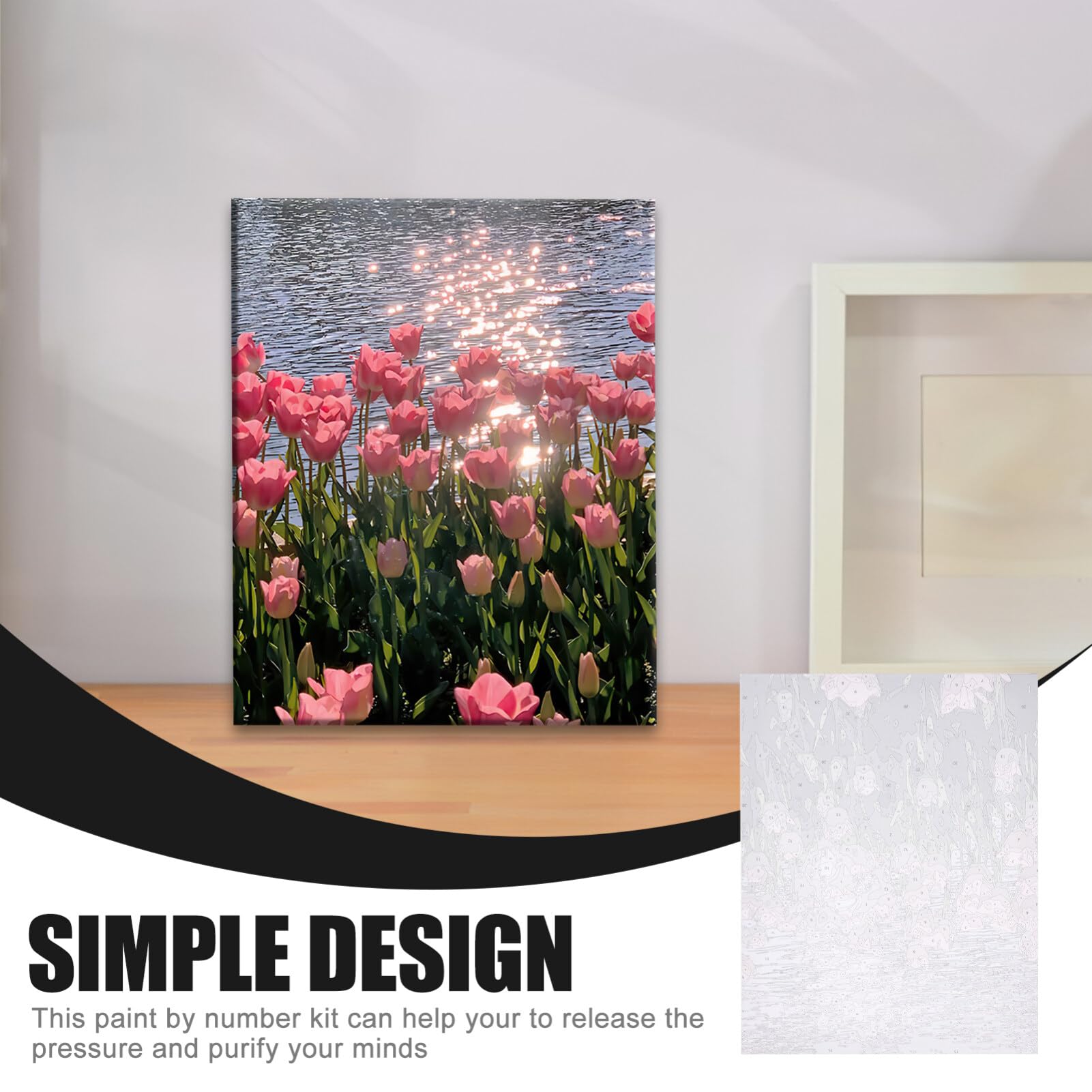 EXCEART Kit Dipingere per Adulti e Bambini, Pittura a Numeri | Tela con Pigmenti, Cornice in Legno, per Salotto e Studio, Decorazione da Parete