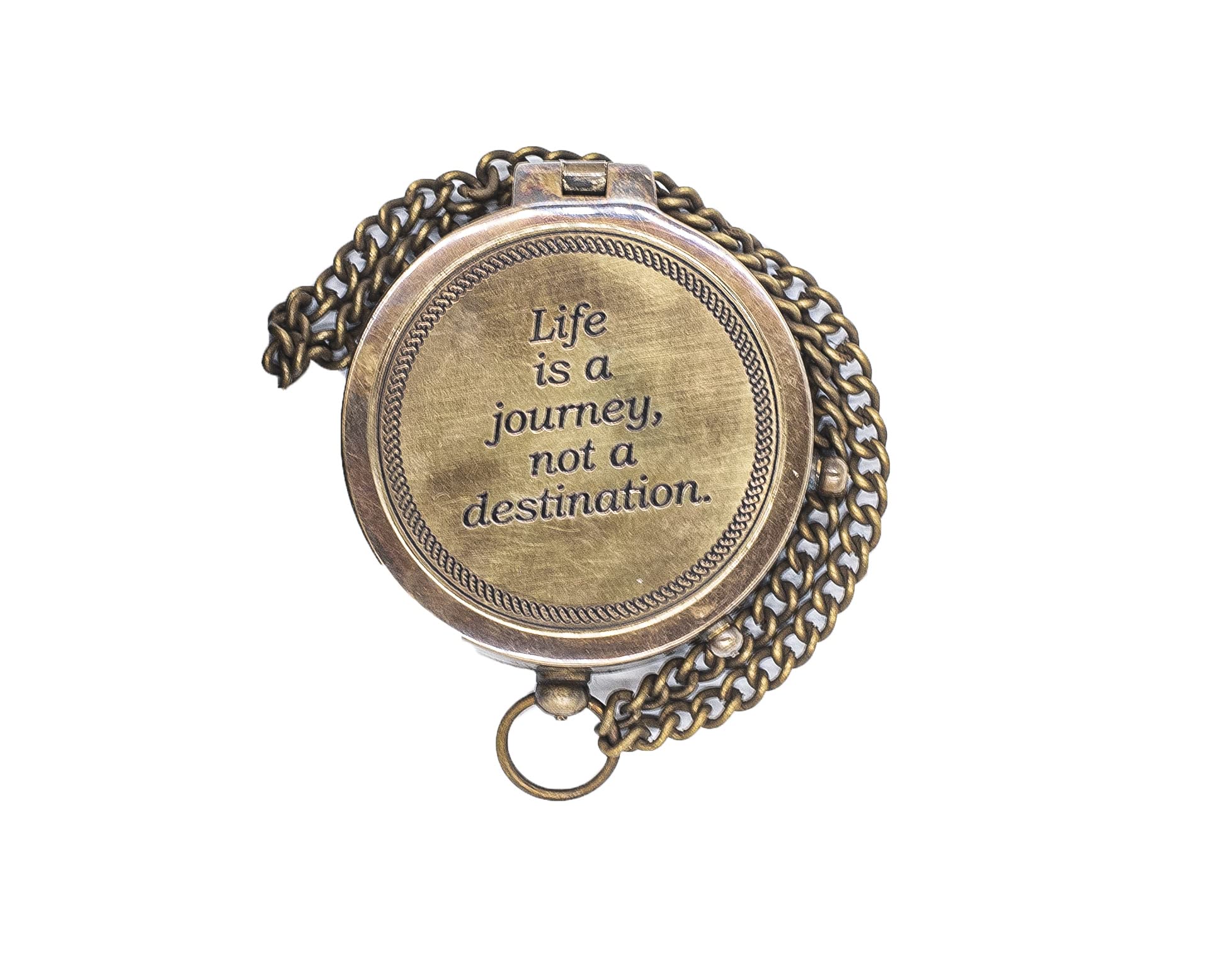 Life is a Journey Not Destination Brújula clásica grabada vintage con funda de cuero hecha a mano única | Brújula aventurera |Regalo de viajero