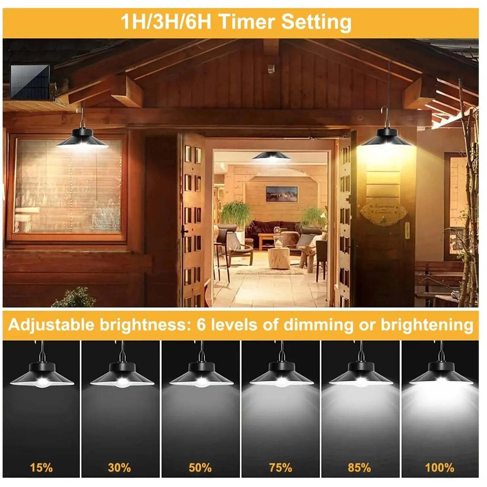 Solarne lampy wiszące na zewnątrz wewnątrz, szopa z czujnikiem ruchu, z pilotem 3 kolory oświetlenia, wodoodporna lampa bezpieczeństwa IP65 do patio garażowego