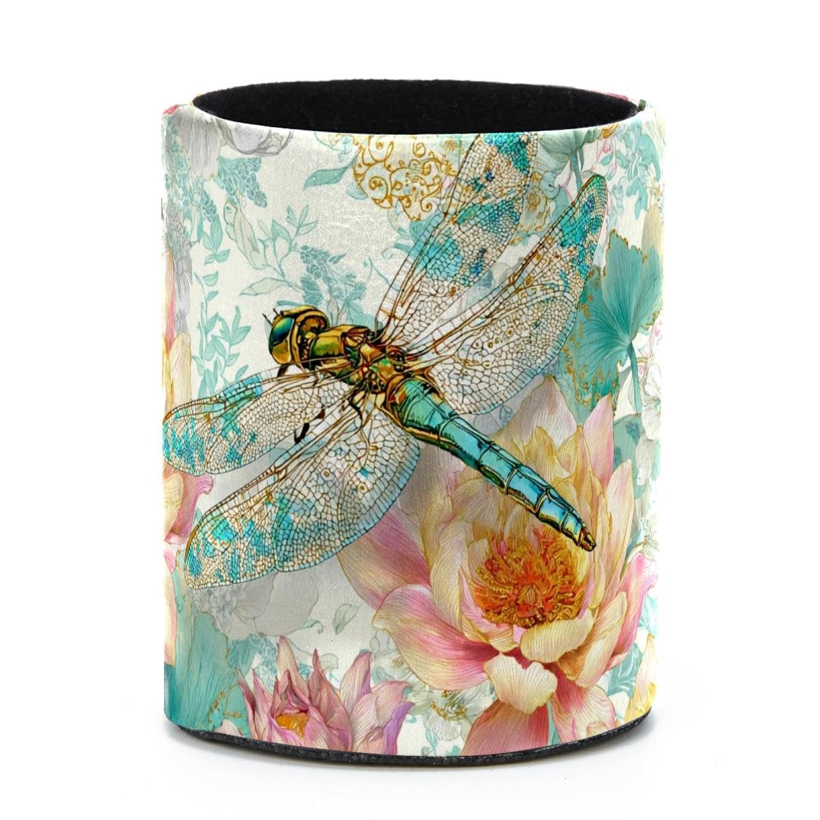 VAPOKF Round Pencil Holders for Desk, Dragonfly Pen Holders Pen Pot Makeup Brushes Storage Desktop Stationery Supplies Organiser for Home Office