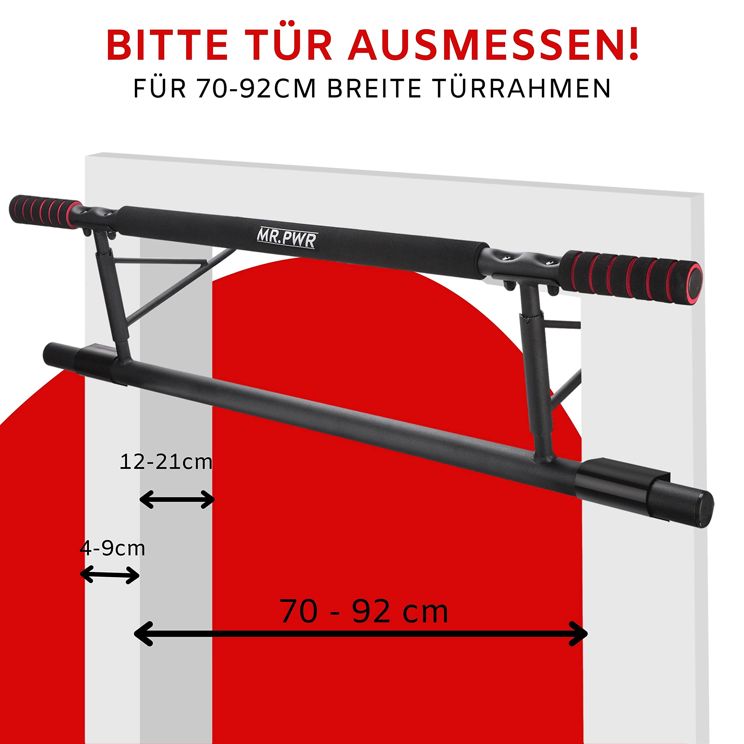 3 in 1 Klimmzugstange Türrahmen & Dip Barren & Liegestützgriffe +20 cm Höhe für volle Klimmzüge, Kraftstation & Pull Up Bar, Reckstange, Klimmzugstange Tür ohne Schrauben