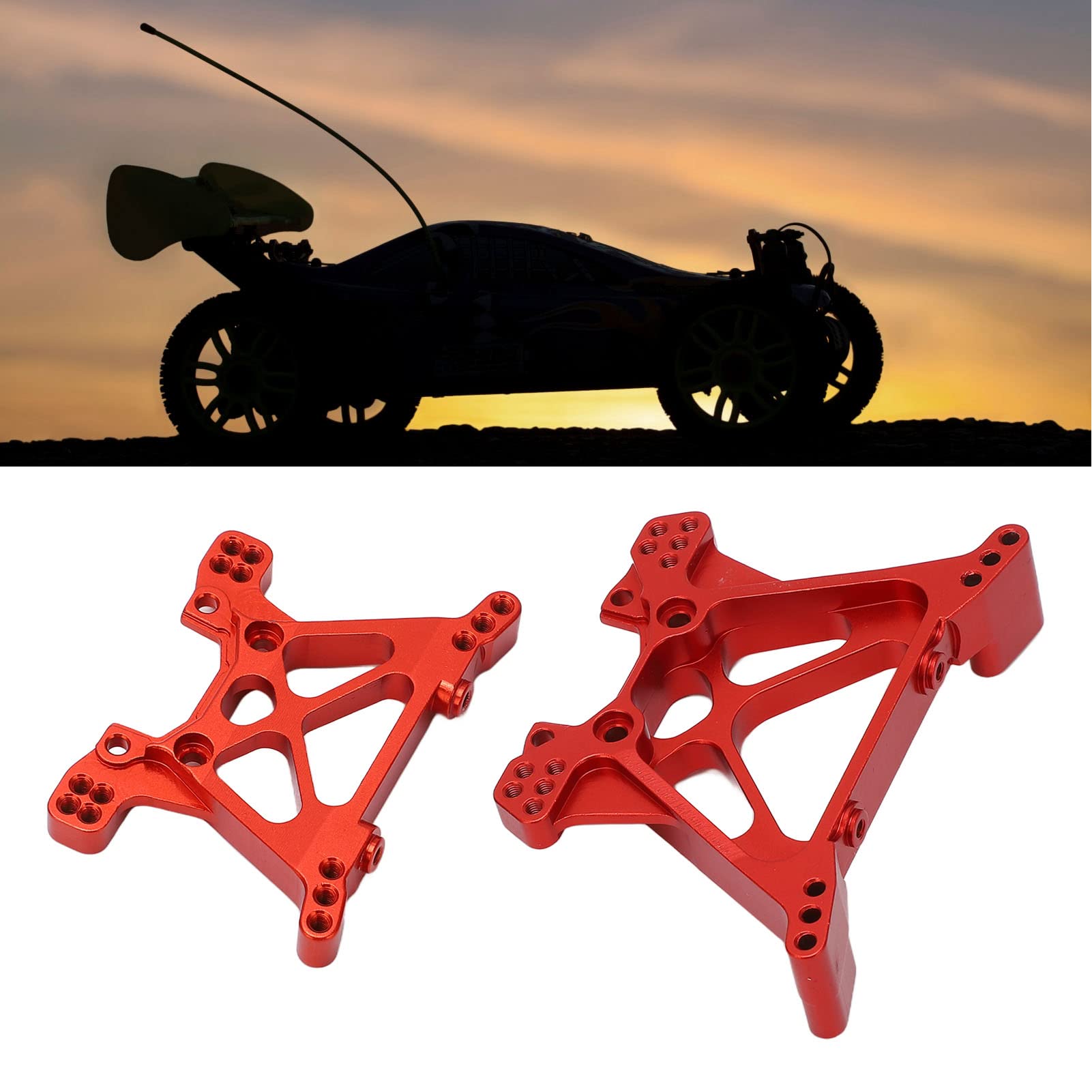 RC wieża amortyzatorów stop aluminium o wysokiej wytrzymałości przednia tylna wieża amortyzatorów dla TRAXXAS SLASH 1/10 zdalnie sterowanym samochodowym (Red)