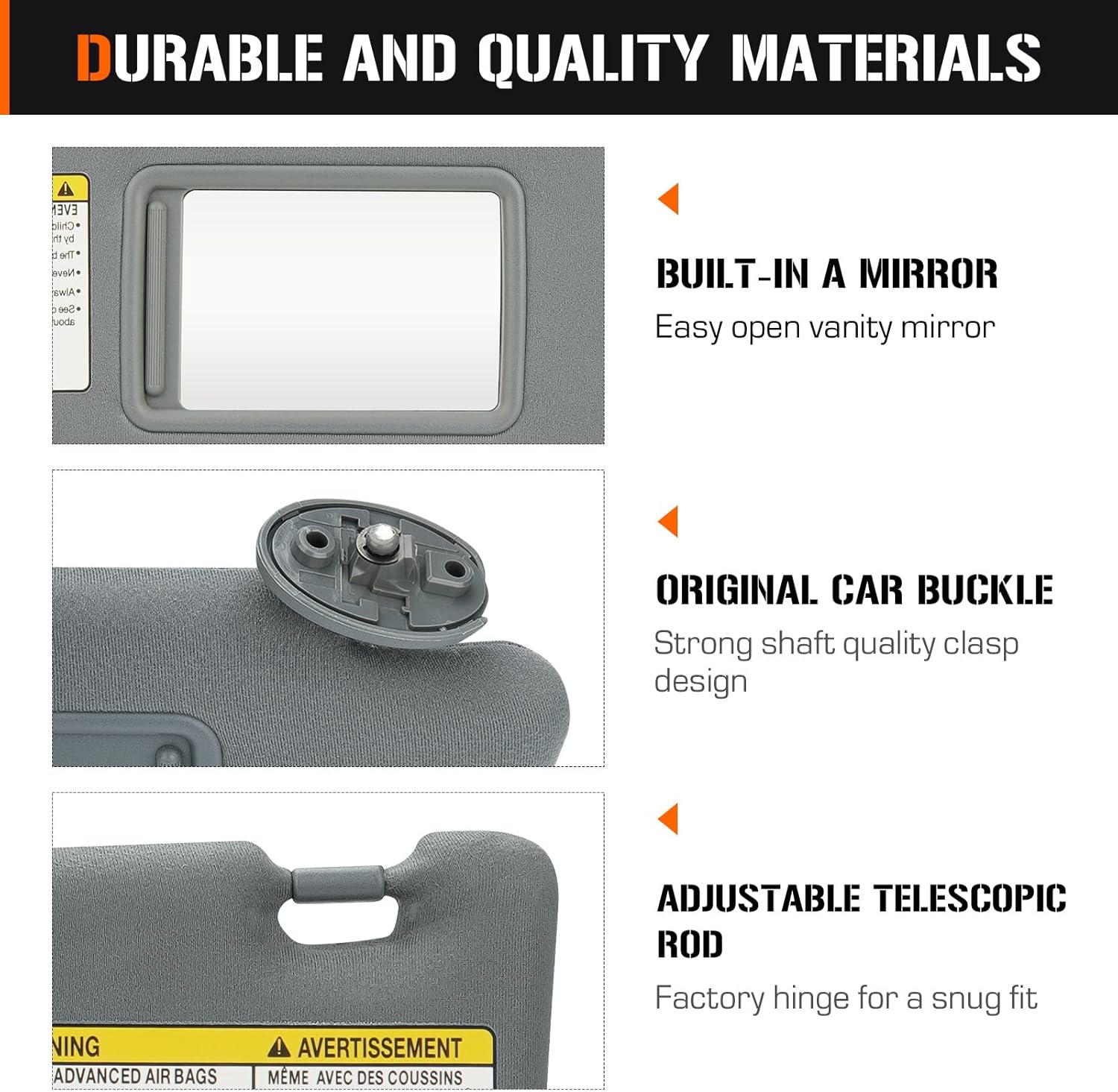 Left & Right Gray Sun Visor for 2005-2015 Toyota Tacoma Without Light, Driver & Passenger Sides Sunvisor Replacement 74320-35C10-B0, 74320-04181-B1, 74320-35B50-B0, 74310-35C20-B0, 7431004111B1