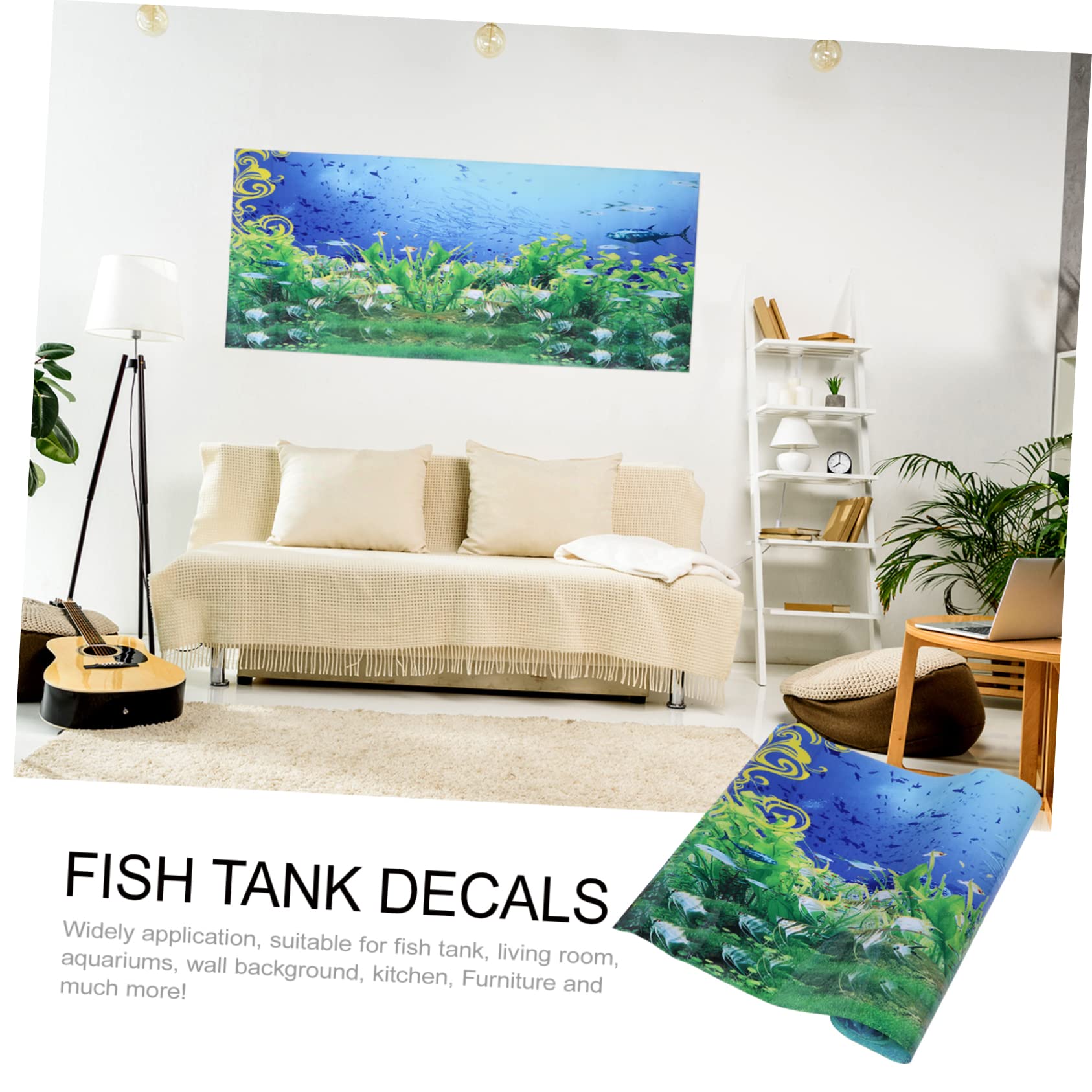 3 Piezas etiqueta engomada del fondo del tanque de peces 3d imagen de fondo bajo el agua decoración pegatinas etiqueta del acuario cartel de pecera espesar Decorar fotografía