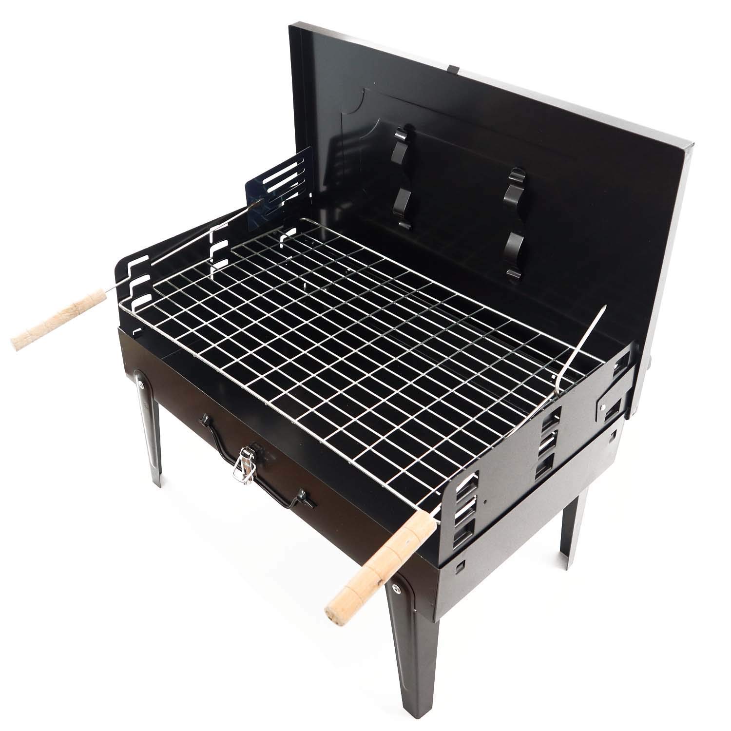 ROYALDEALS - RD Charcoal Portable Barbecue/Briefcase Style Folding Barbecue/Grill Toaster Barbecue for Indoor and Outdoor use with Extra Thick Stainless Steel Fork, Spatula & Tongs with 10pc Skewers - Complete BBQ Accessories Carbon Steel, Black (B08SCJ1VH9) Amazon Price History, Amazon Price Tracker