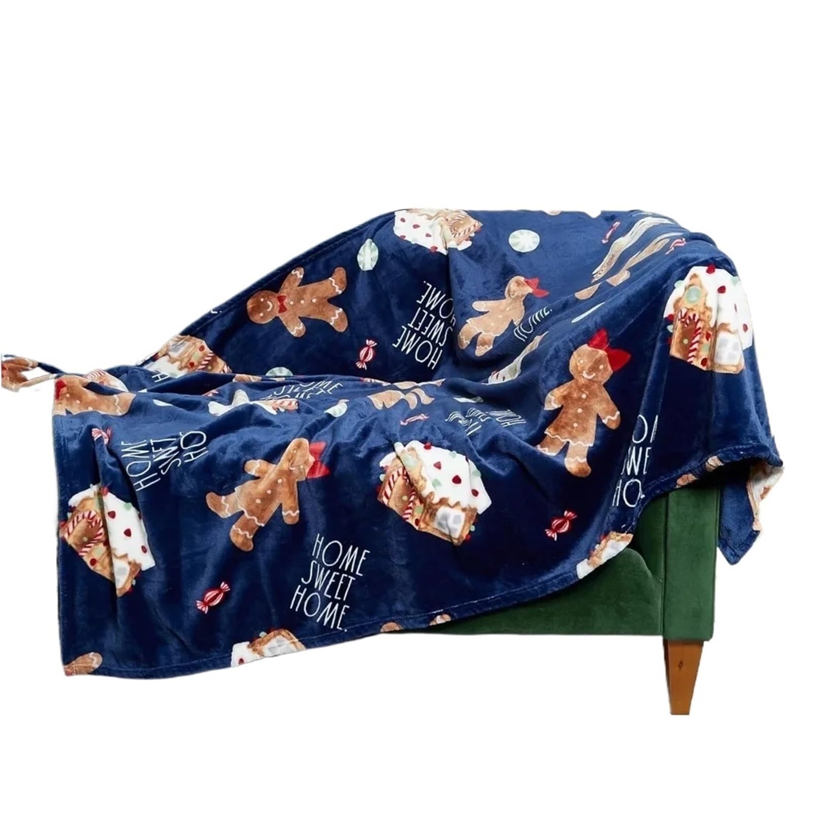 Manta Navideña Suave, Mantas Decorativas For Cama, Mantas Acogedoras For Sofá, Manta De Felpa Suave Bordada, Hogar, Dulce Hogar(White,150x200cm-L)
