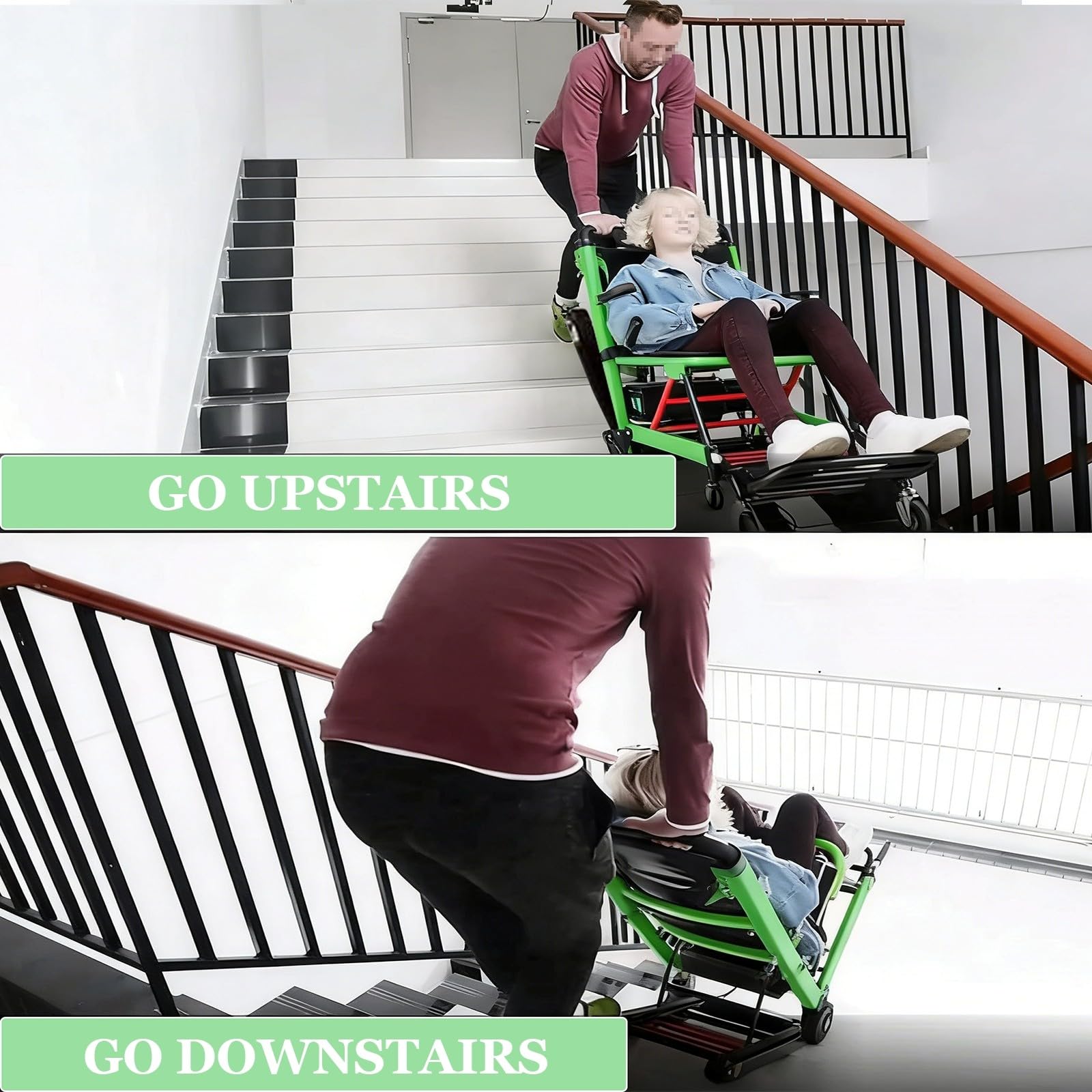 Elektrischer Treppenlift Stuhl,Treppen Mobilitätshilfe,Treppenlift,Rollstuhl Faltbar Leicht,Verstellbarer Evakuierungs-Treppenstuhl,für ältere Patienten 13ah