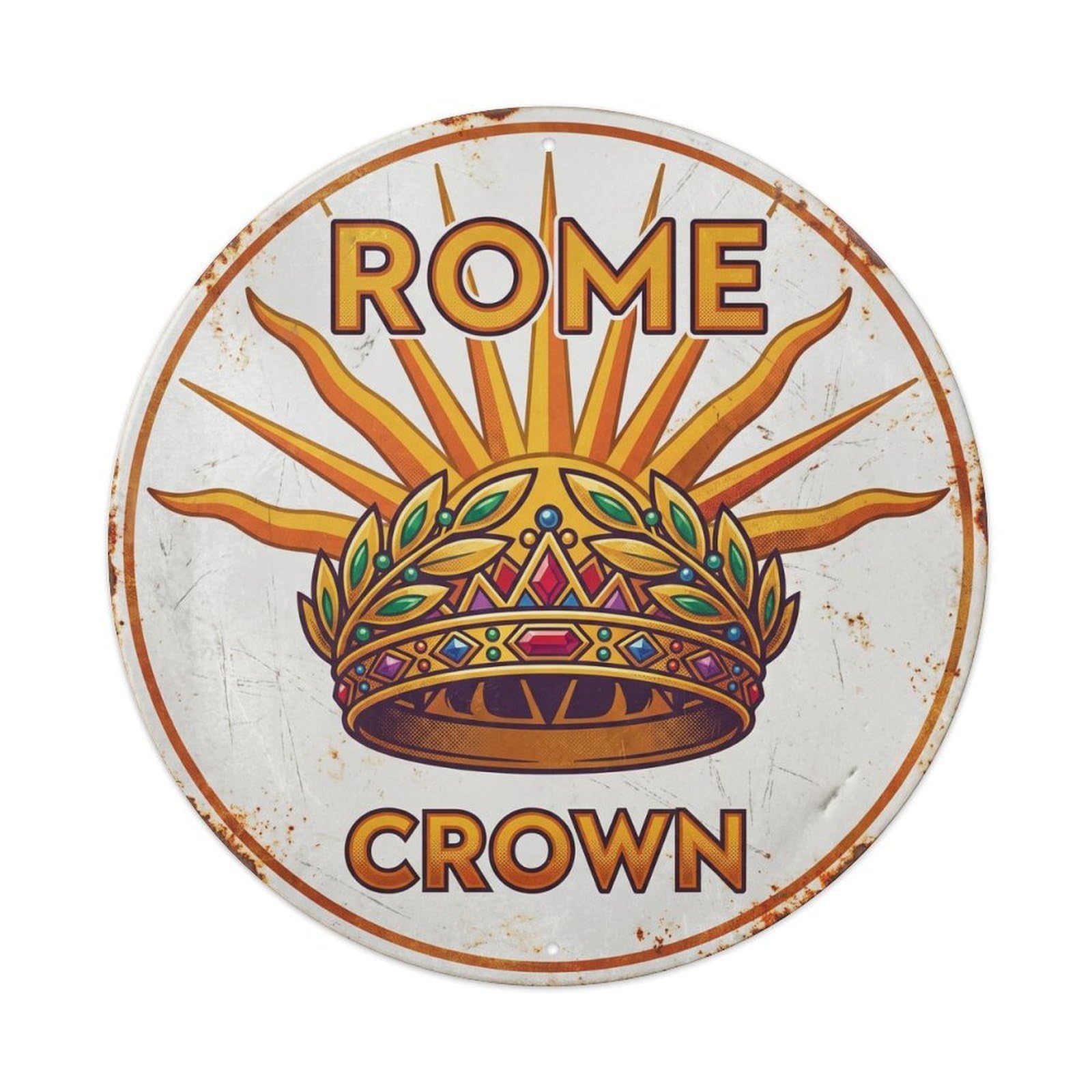 Rome Italy Heritage City Travel Crown Vintage Metal Tin Sign