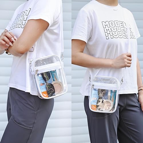 Miniatura 4 de YULIYULI Bolso cruzado transparente aprobado para estadios, bolsa de concierto transparente para mujeres, para festivales, conciertos, eventos
