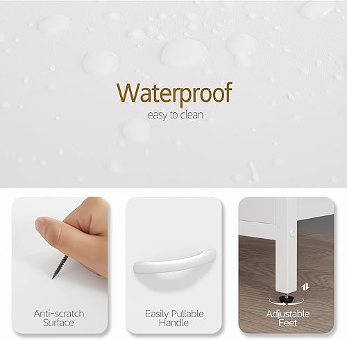 Miniatura 8 de Vagusicc Mesita de noche con estación de carga, mesita de noche con puertos USB y tomacorriente, mesa auxiliar con 2 cajones de tela para