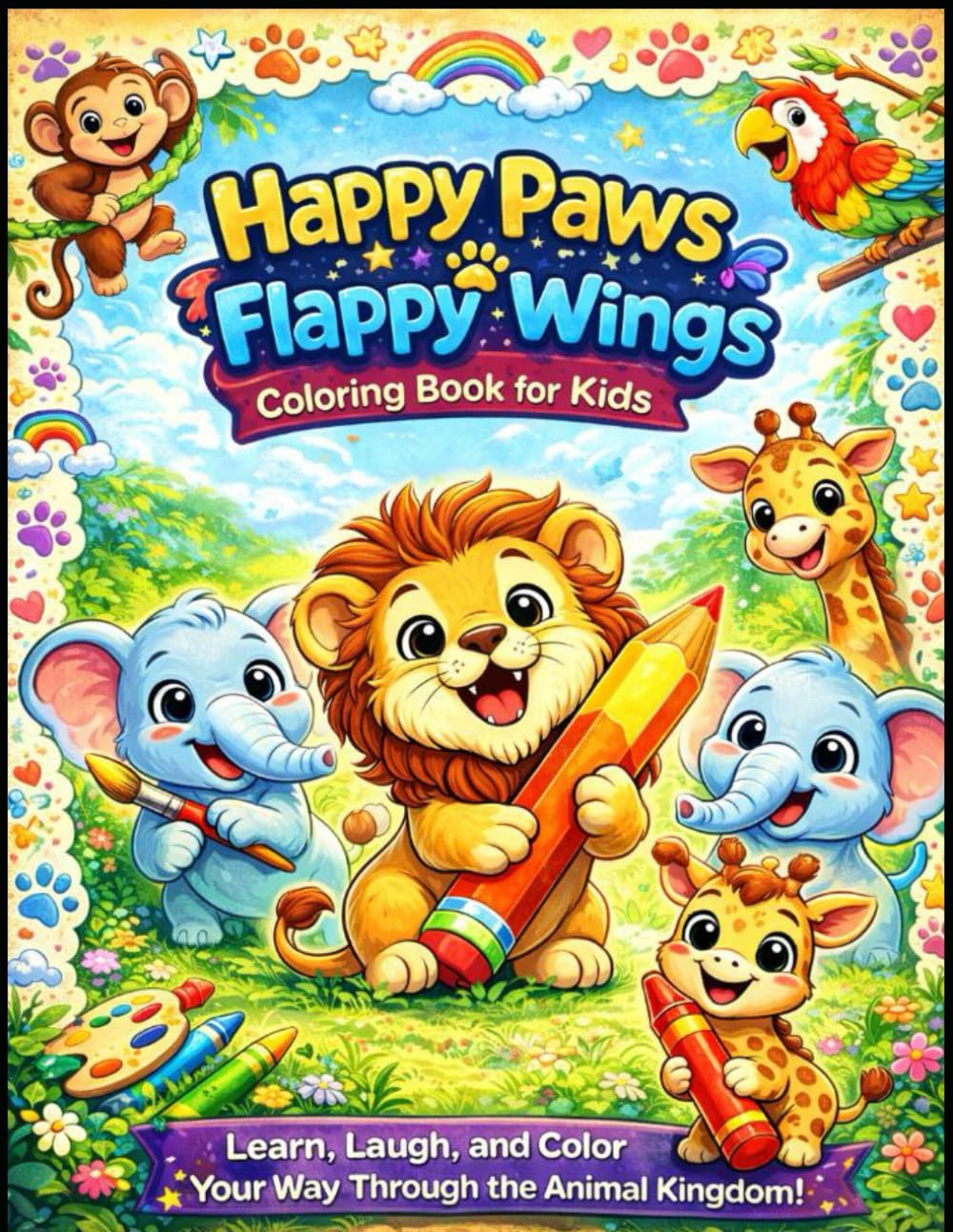 Happy Paws & Flappy Wings Coloring Book for Kids: Learn, Laugh, and Color Your Way Through the Animal Kingdom!