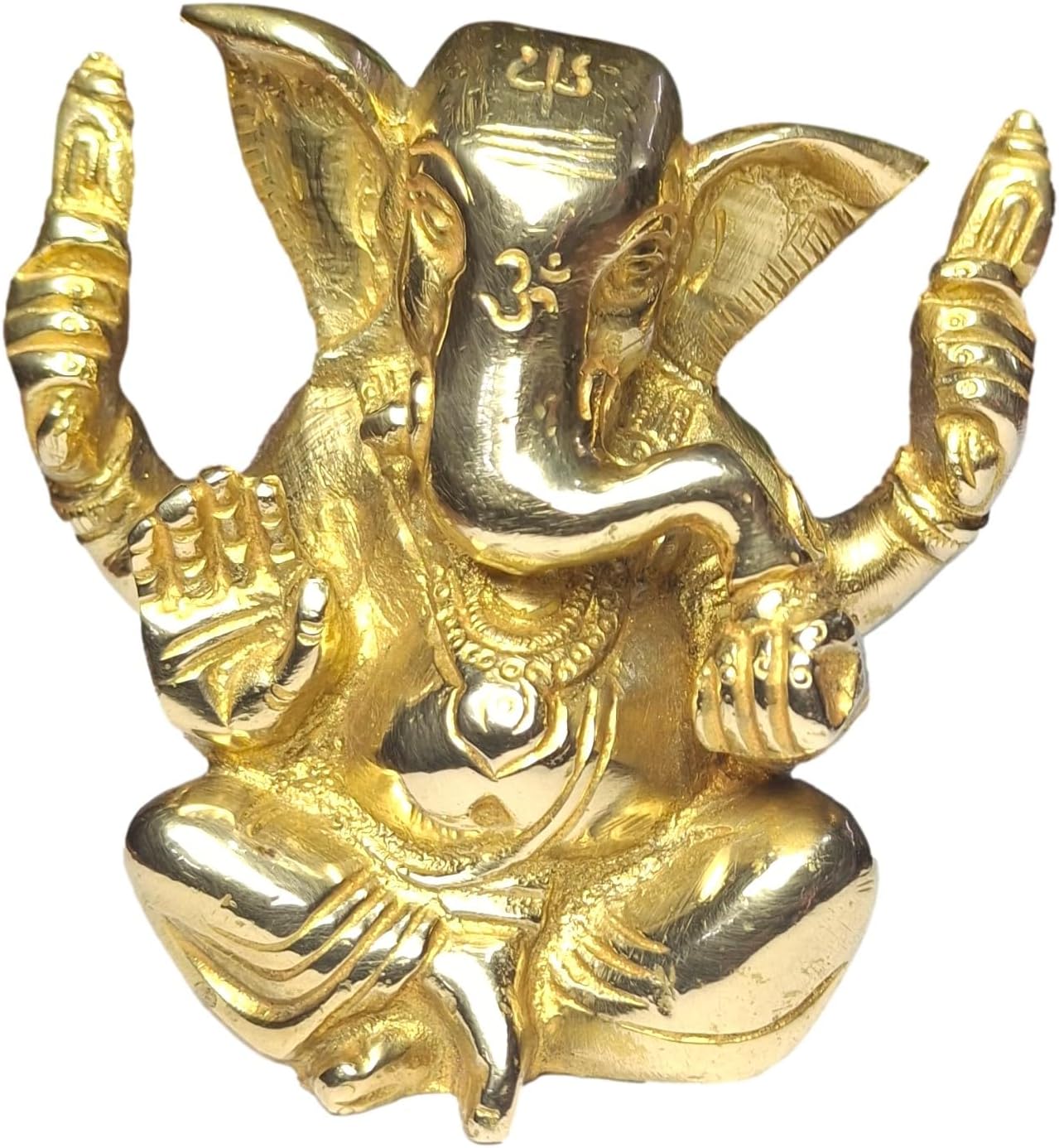 athizay Brass Ganesha God Idols for Prayer Room | Living Room | Gifting Available in Gold and Antique Finish Religious God Statues for Home and Office (Ganesha Virgin Brass Gold)