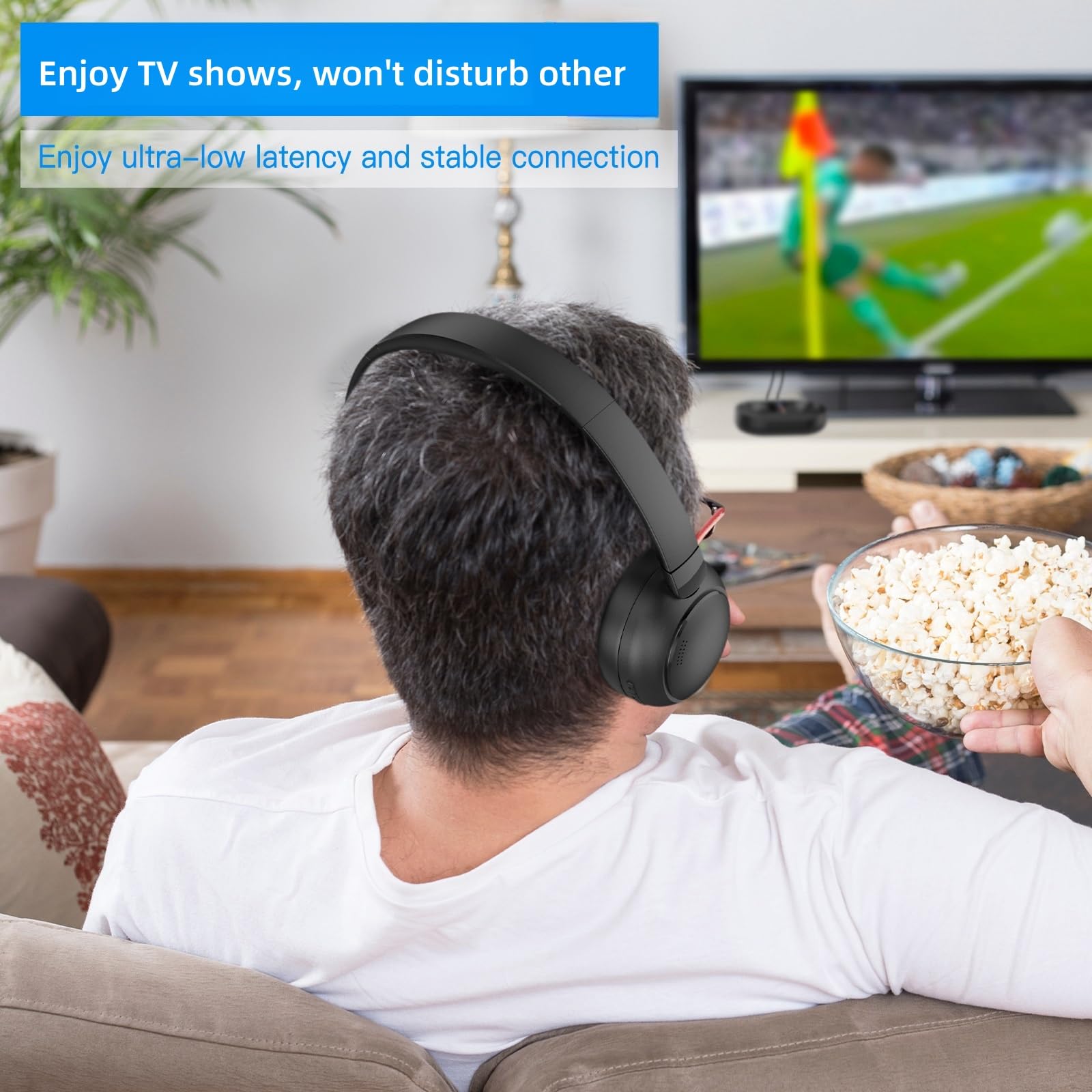 Cuffie TV Senza Fili Over-Ear, Dock di Ricarica Trasmettitore, Bluetooth da 50 Ore, Compatibili con Tutte le TV
