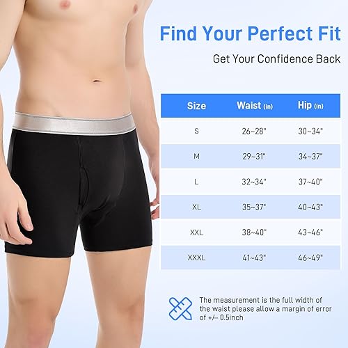 Miniatura 6 de Carer - Ropa interior para incontinencia para hombre, lavable, 5.1 fl oz, absorbente, a prueba de fugas, para hombre, con bragueta frontal,