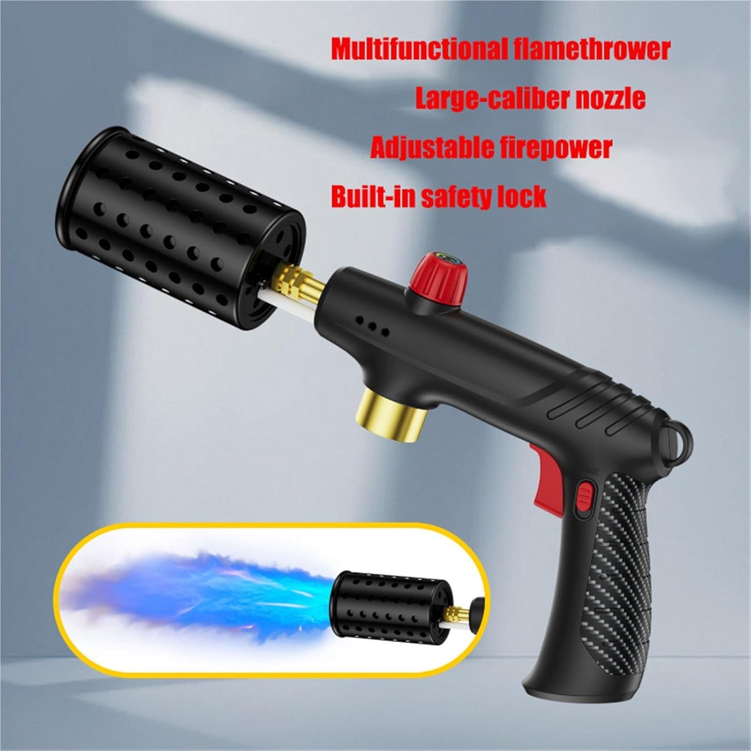 Handheld Powerful Cooking Propane Blowtorch, Sous Vide Cooking, Campfire Charcoal Igniter, Adjustable Torch Burner for Outdoor Grilling Steaks, BBQ, Welding (Propane Tank Not Included)(C)