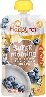 HAPPY TOT BABY Organic Banana Blueberry Yogurt & oats Super Morning, 4 OZ