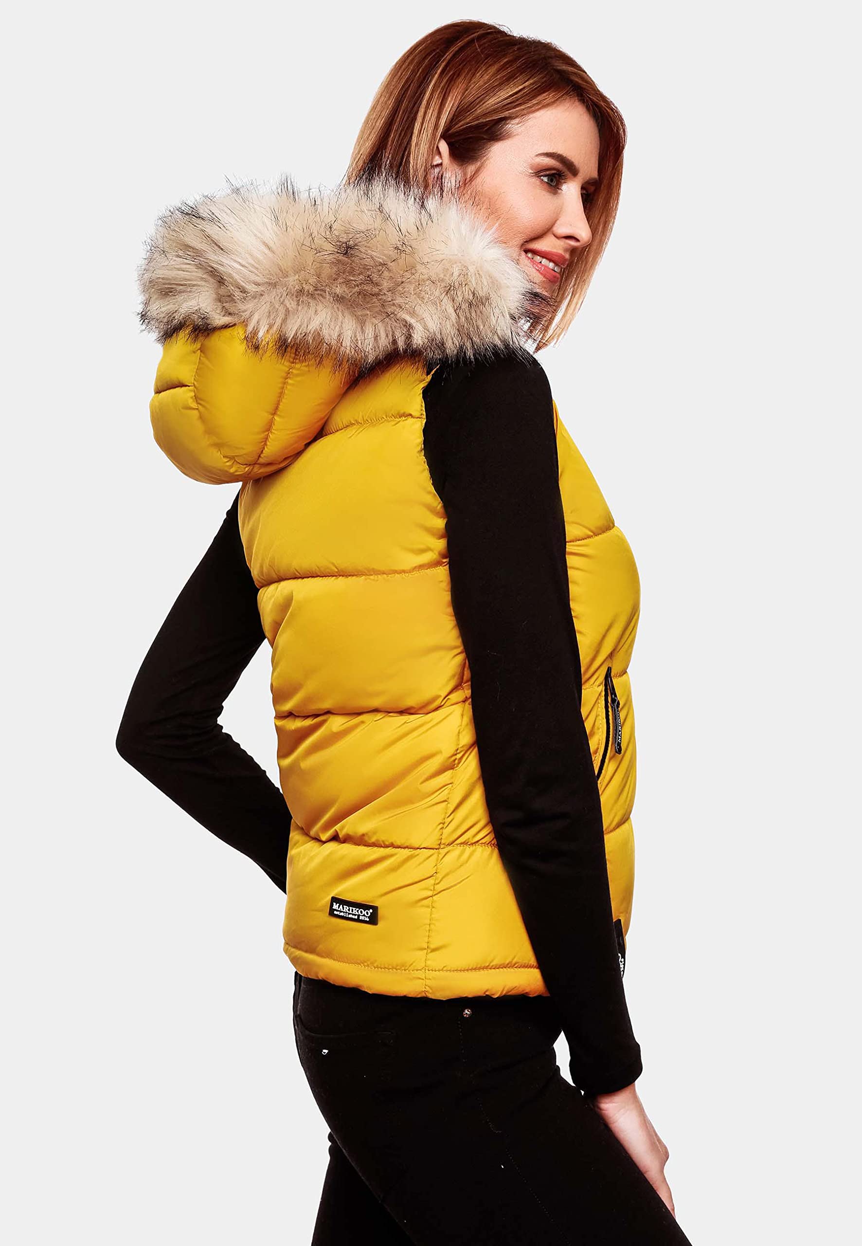 MARIKOO Chaleco acolchado para mujer con capucha extraíble, tallas XS-3XL
