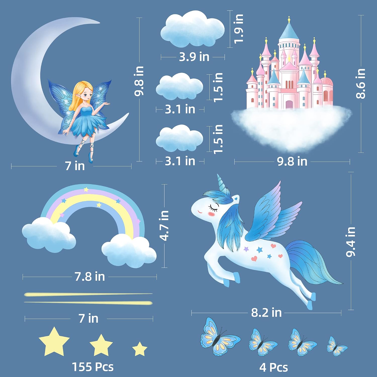 73 Pcs Unicorn Wall Decor,Removable Unicorn Wall Decals Stickers Decor for Gilrs Kids Bedroom Nursery Birthday Party Favor
