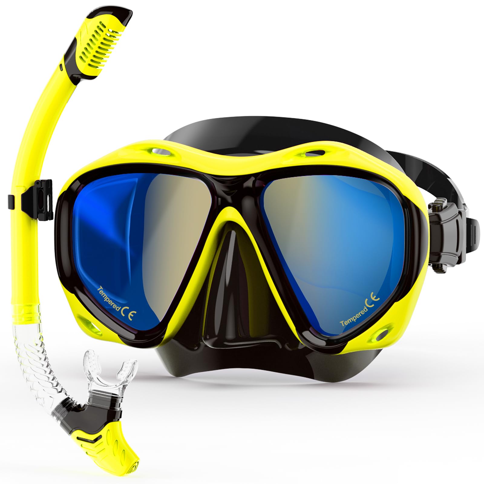 MELUMILU Mirrored Tempered Glass Snorkel Set