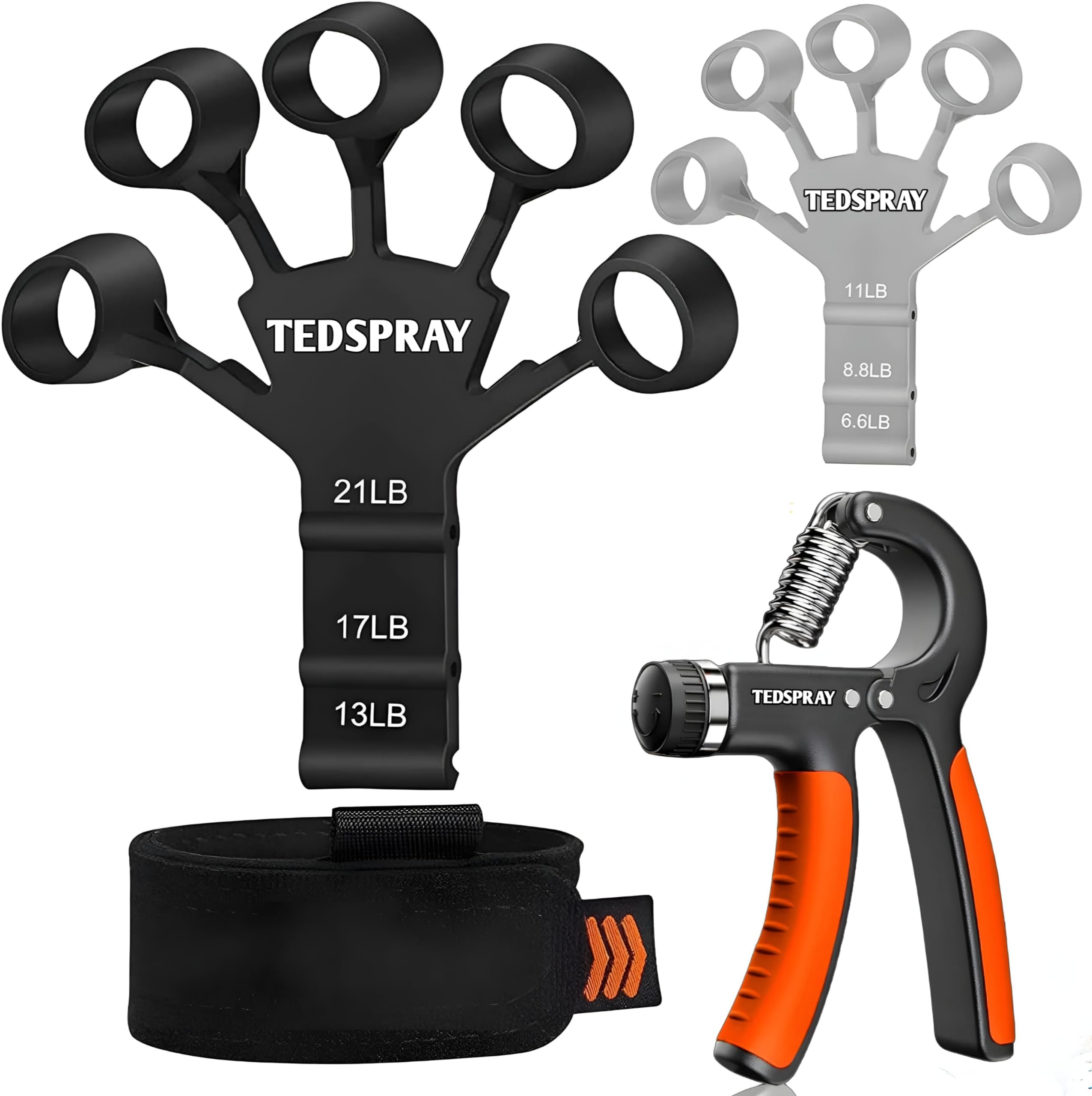 TEDSPRAY Combo of - Hand Gripper and Finger Gripper Finger Exerciser Finger Extension Finger Strengthener for Gym Workout Hand Exercise Equipment for Forearm Exercise Finger Exercise for Men and Women