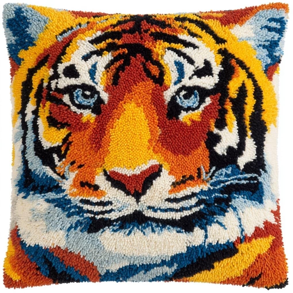 AxiangziK Latch Hook Pillow Kit 17x17in,Tiger