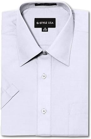 G-Style USA Mens Regular Fit Short Sleeve Solid Color Dress Shirts