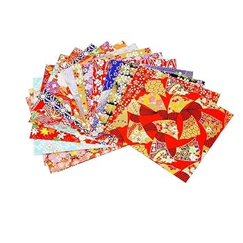 一寸法師　千代紙 Amazon | 友禅和紙 千代紙 折り紙 材質が厚い 単面 14cm角 (100
