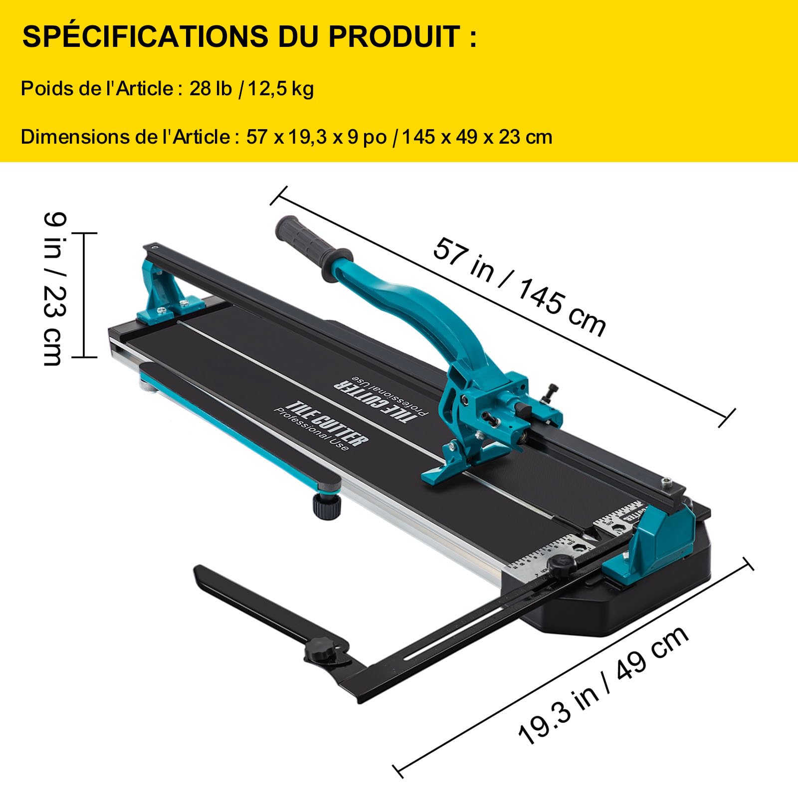 Mophorn Coupe Carrelage 1200mm, Coupe-carreaux Manuels avec Rail et Support, Positionnement Infrarouge Laser, Outils de Coupe Professionnels pour Couper les Carreaux, la Porcelaine