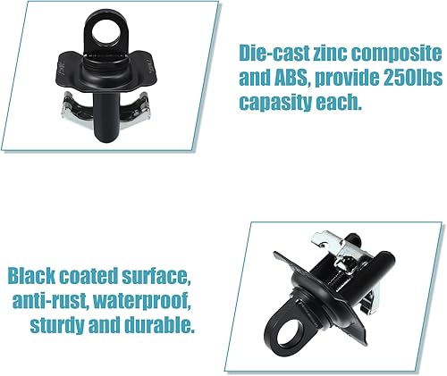 Miniatura 5 de X AUTOHAUX 4 anclajes de amarre para caja de camioneta 23146899 de repuesto para Chevrolet Silverado 1500 2014-2023 amarre de carga para caja de