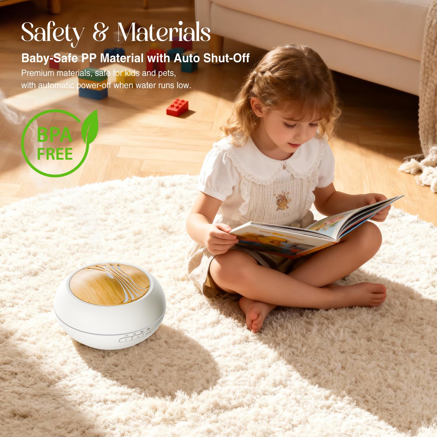 SALKING Diffuseur Huiles Essentielles 400ml, Diffuseur Parfum Maison 7 LED, Humidificateur d'air Chambre Ultrasonique sans BPA, Diffuseur d'Arômes pour la Maison et Le Bureau, Blanc