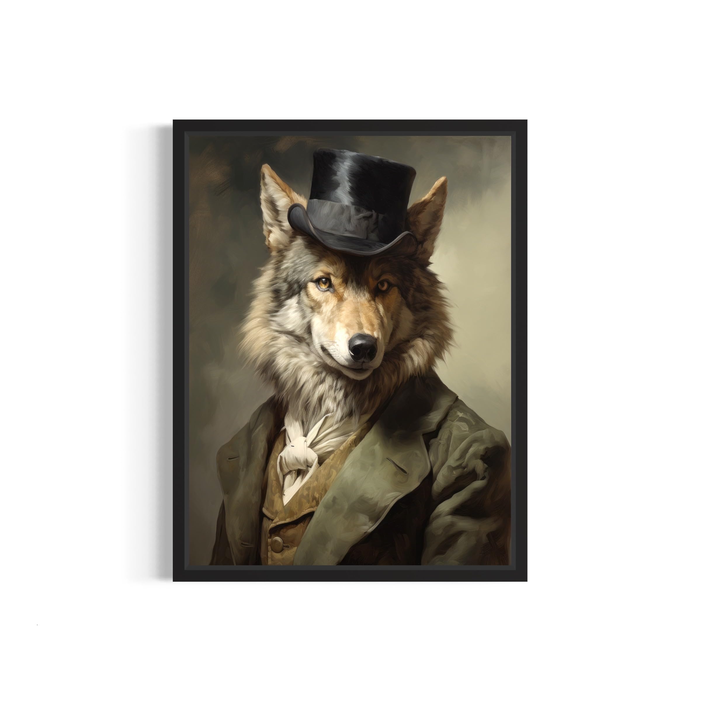 Gray Wolf Vintage Portrait Poster Art Print, Classic Animals Wall Decor Home Art for Bedroom, Mancave, Living Room (Gray Wolf, 16x20 inches (Unframed))