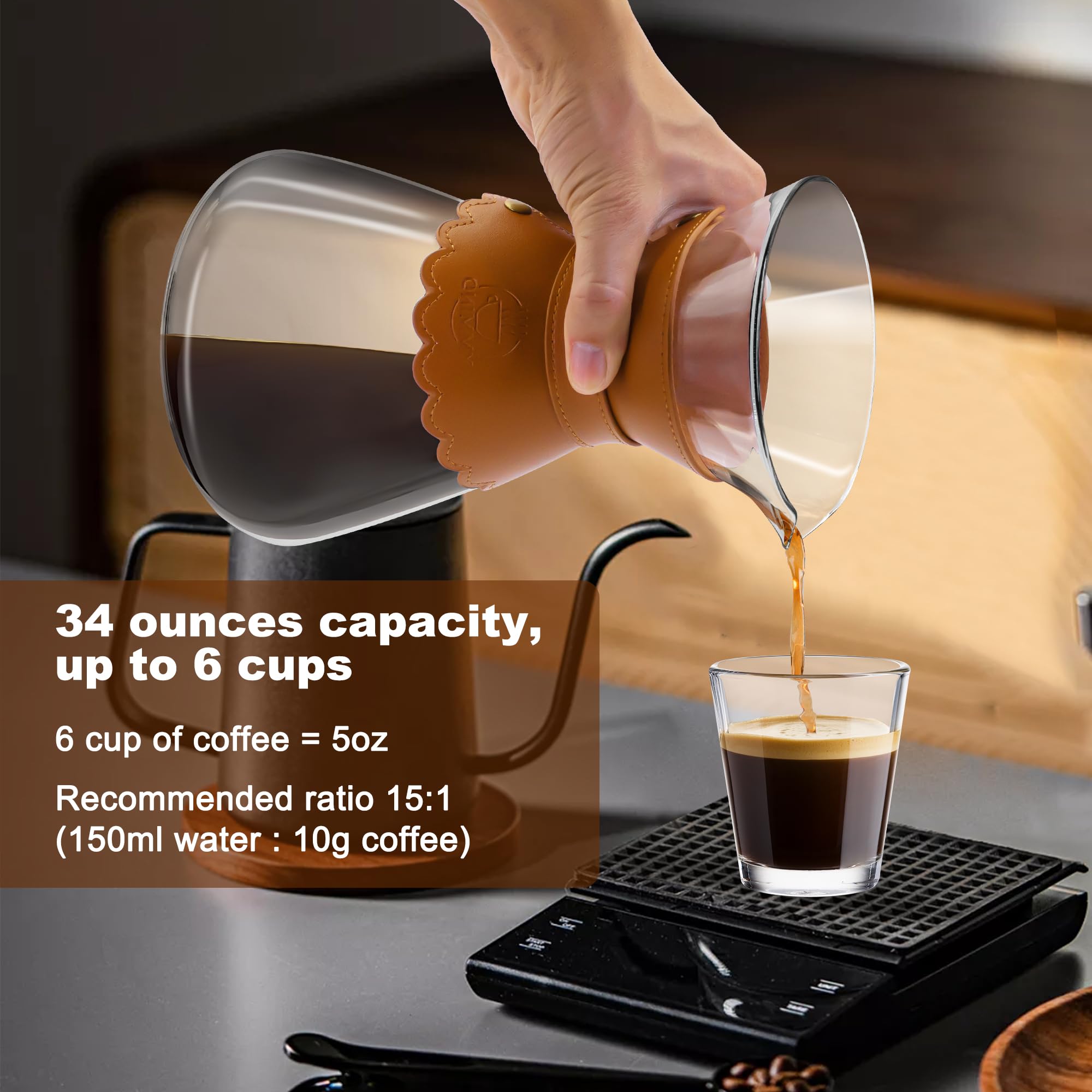 YMMIND Pour Over Coffee Maker - 34oz, Stainless Steel -4 YMMIND Pour Over Coffee Maker - 34oz, Stainless Steel -4