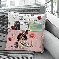 Vista 5 de ENCYCOM Almohada de bolsillo personalizada para lectura de libros, almohadas de lectura personalizadas con nombre, regalo único para niñas, mujeres