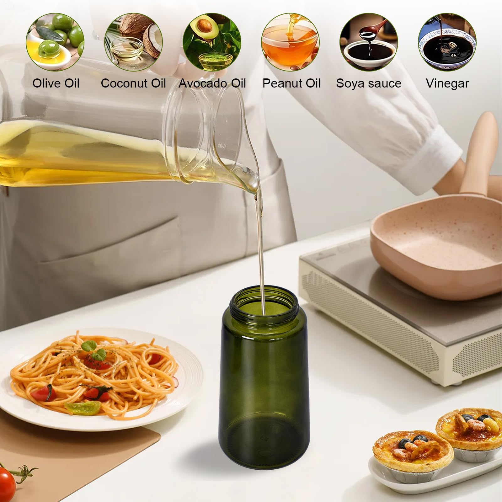 Confezione Da 2 Flaconi Spray Per Olio Alimentare Da 470 Ml Flacone Spray In Vetro 2 In 1 Spruzzatore Per Olio Per Friggitrice Ad Aria Da Cucina 79429589