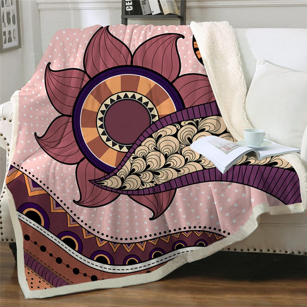 VHKJewE Blanket Throw for Bed Pink Pattern Throws for Sofas Large Fall and Winter Fleece Soft and Cosy Heavy(150x200cm)