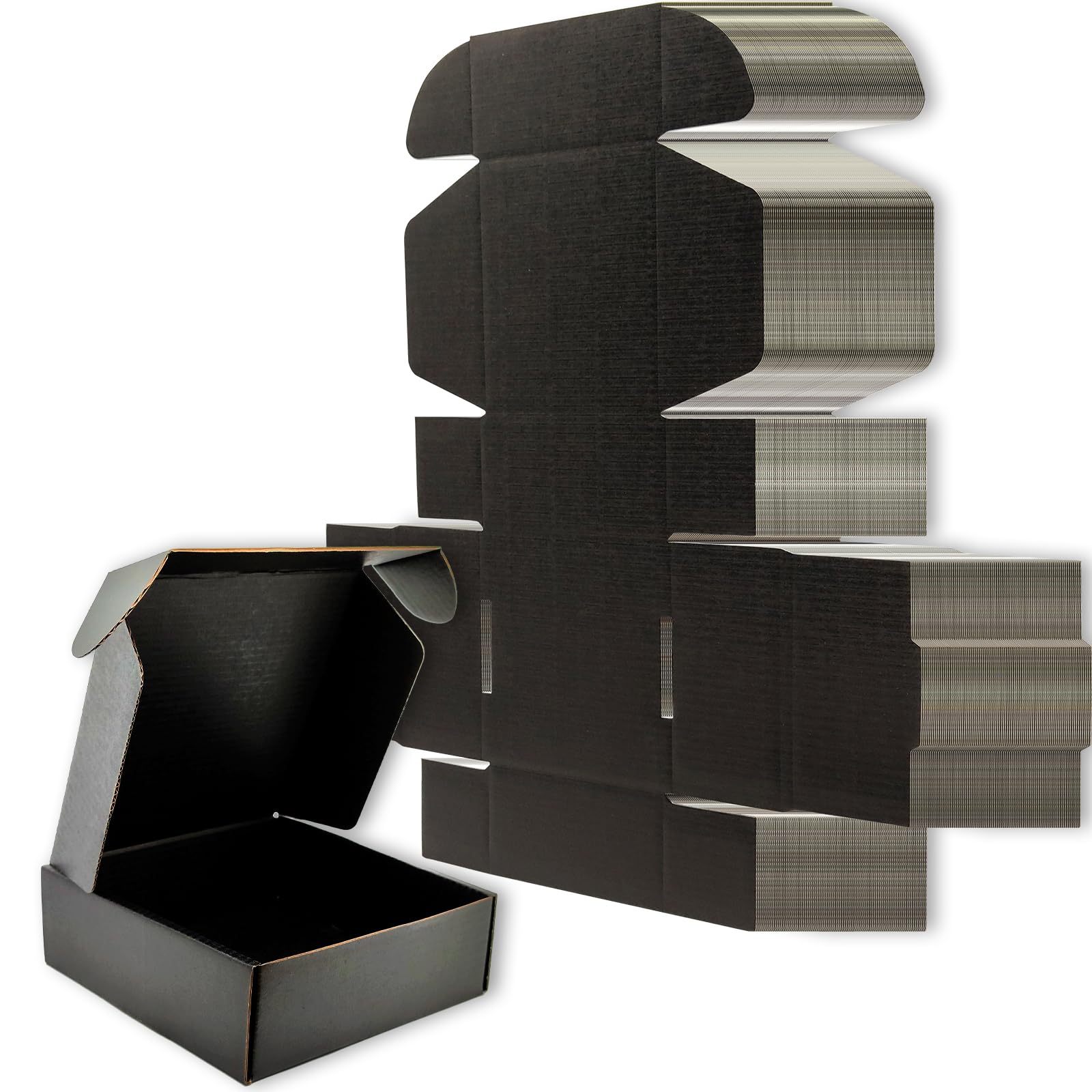 Lmuze 6x6x2 inches Small Shipping Boxes Set of 50 - Black Mailer Corrugated Cardboard Boxes for Shipping Packaging Mailing Products