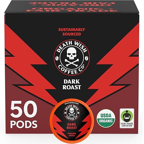 Miniatura 8 de Death Wish Coffee - Cápsulas individuales de café tostado oscuro, hechas con certificado orgánico USDA, extra de cafeína (tostado oscuro, 100