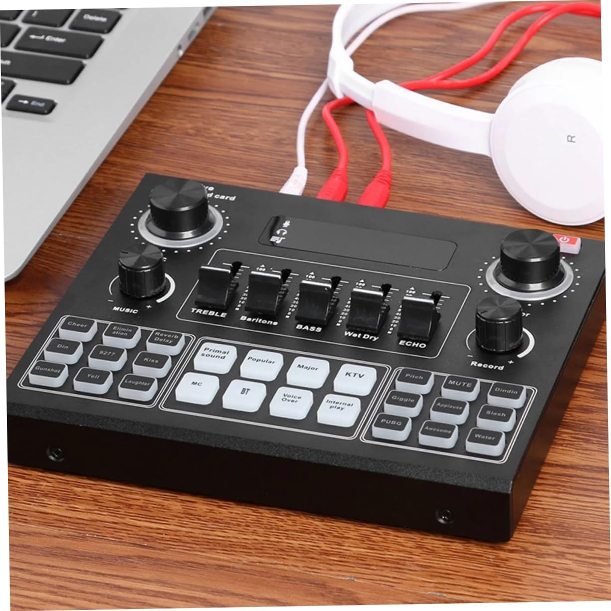 BESPORTBLE V9 Mobile Phone Live Broadcast Sound Card Set Portable Voice Disguiser External Audio Mixer for Streaming and Recording Compatible Computers and Phones