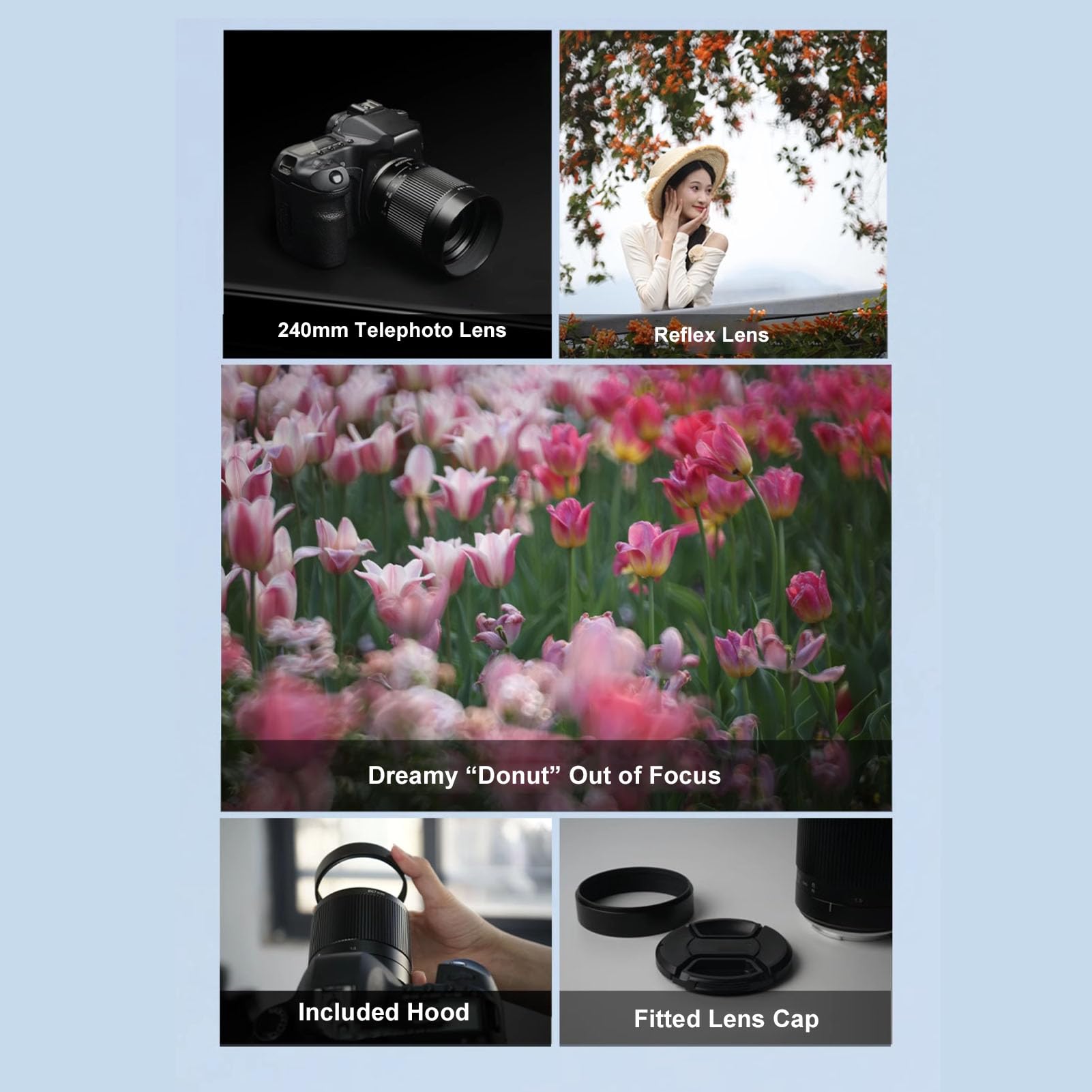Tbest Obiektyw 240 Mm F5,6 z ręczną regulacją Ostrości, Pełnoklatkowe Lustro, Mocowanie RF do Fotografii Portretowej na świeżym Powietrzu